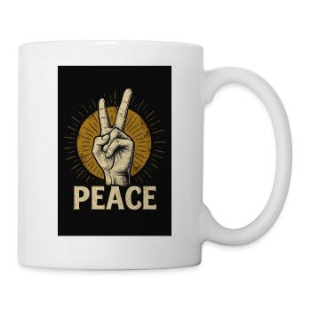 Peace Hand Retro Design - Tasse - Weiß - Rechts