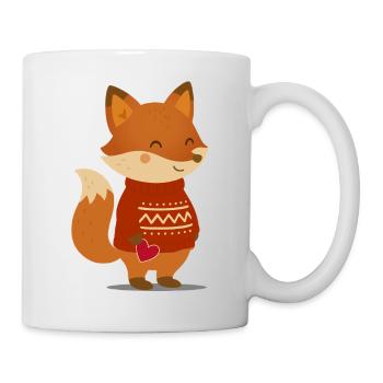 Süßer Fuchs im Pullover mit Herz - Tasse - Weiß - Rechts