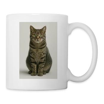 Portrait assis de chat tigré - Mug blanc - blanc - Droite