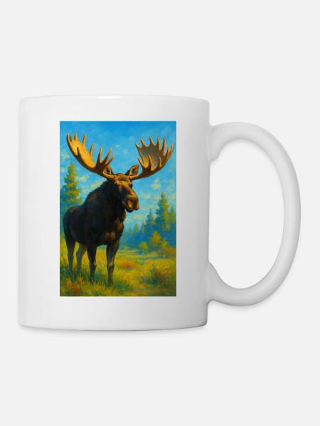Bunte Elche im sonnigen Wald - Tasse - Weiß