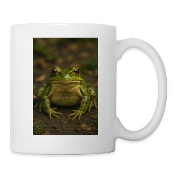 Grüner Frosch im Fokus - Tasse - Weiß - Rechts