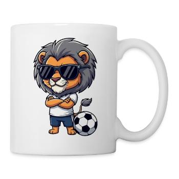 Cool Lion Soccer Player Cartoon Sports Lover - Mug - white - Right