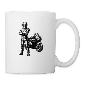 Superbike Racer Illustration Ink Style - Mug - white - Right
