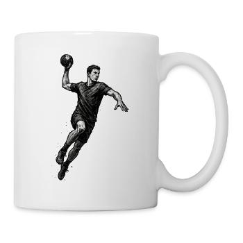 Joueur de handball dynamique en illustration noire - Mug blanc - blanc - Droite