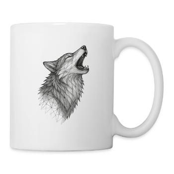 Geometric wolf head in howling - Mug - white - Right