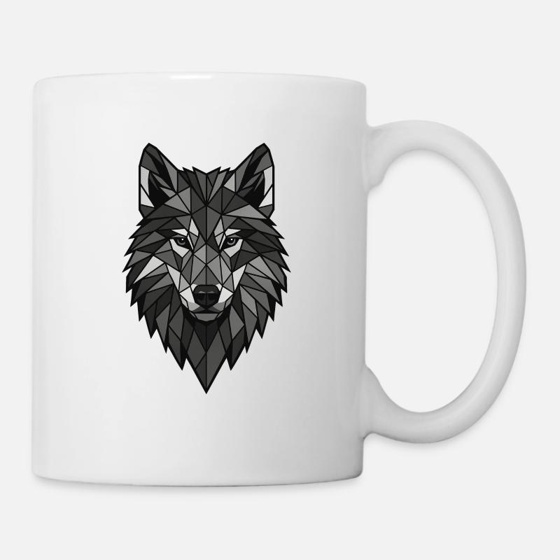 Geometrischer Wolfenkopf Grau - Tasse - Weiß