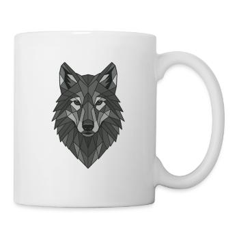 Geometrischer Grau-Wolfskopf - Tasse - Weiß - Rechts