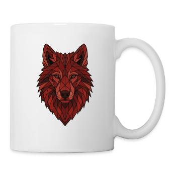Red Geometric Wolf - Mug - white - Right