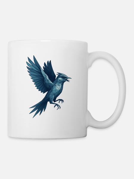 Geometrischer Blauvogel - Tasse - Weiß