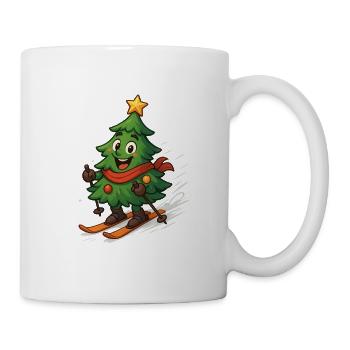 Christmas tree on skis - Mug - white - Right