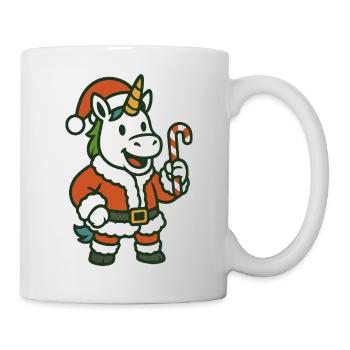 Weihnachtsmann-Einhorn hält Zuckerstangen-Kunst - Tasse - Weiß - Rechts