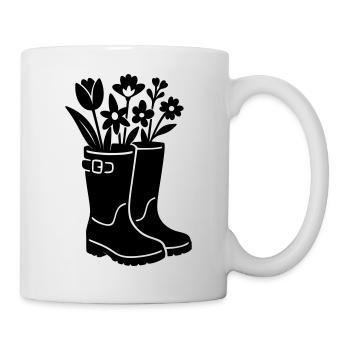 Spring boots with flowers - Mug - white - Right