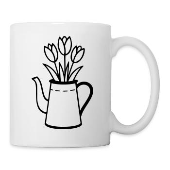Cruche avec tulipes – motif de fleurs de printemps - Mug blanc - blanc - Droite