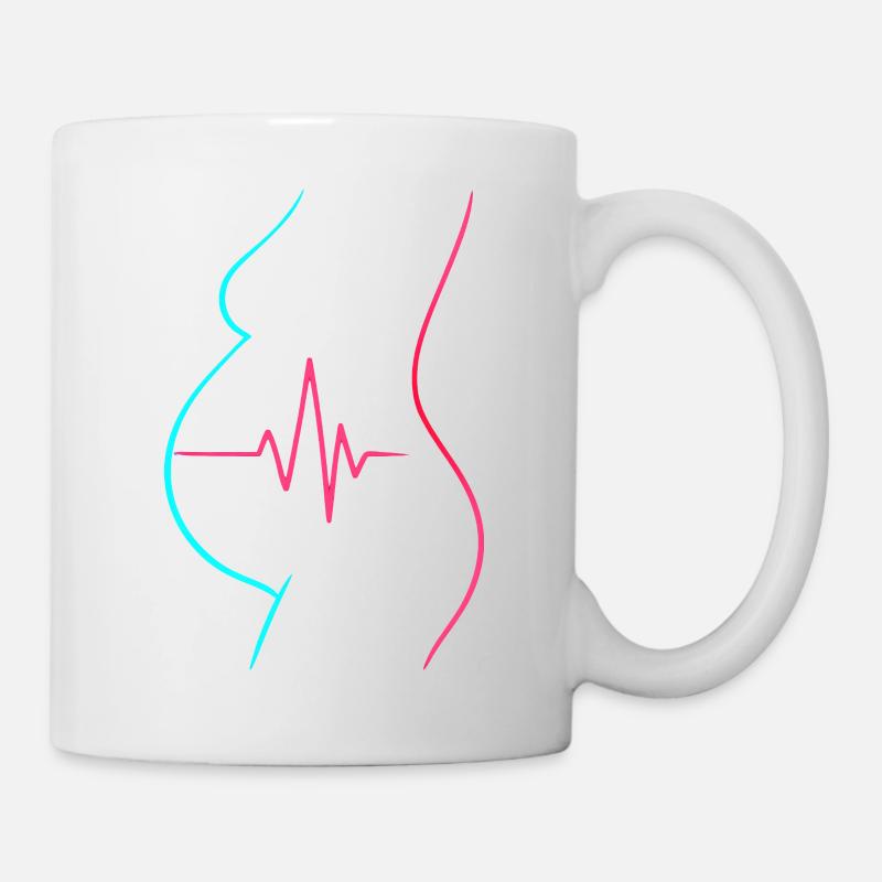 Neon Silhouette Beating Baby Pregnancy - Mug - white