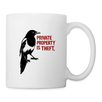 Elster, Krähe und rote Botschaft - Tasse - Weiß - Rechts