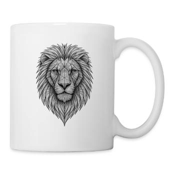 Geometrischer Löwenkopf Linienkunst - Tasse - Weiß - Rechts