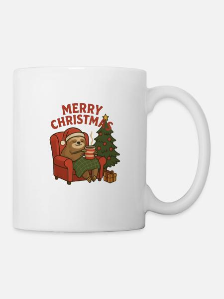 Gemütliches Weihnachtsfauli im Sessel - Tasse - Weiß