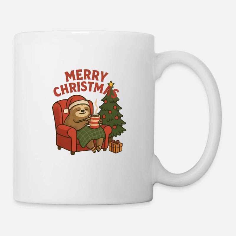 Noël douillet paresseux dans le fauteuil - Mug blanc - blanc