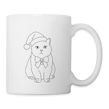 Weihnachtskatze - Tasse - Weiß - Rechts