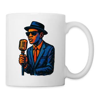 Chanteur de Jazz Vintage avec Microphone - Mug blanc - blanc - Droite