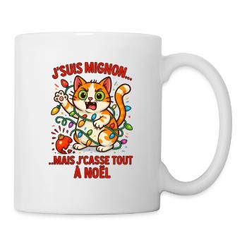 Elektrisches Weihnachtskätzchen und Girlanden - Tasse - Weiß - Rechts