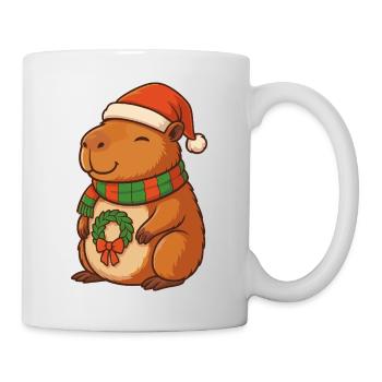 Capybara de guirlandes lumineuses de Noël avec Chapeau de Noël - Mug blanc - blanc - Droite