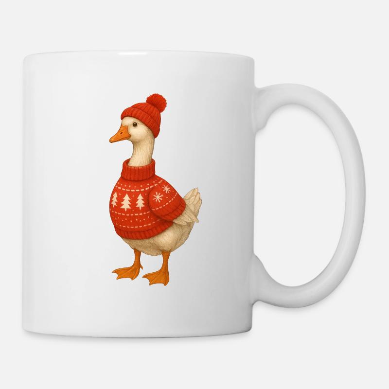 Goose in knitted sweater - Mug - white