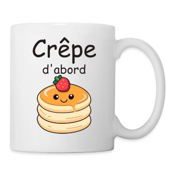 Crêpe zuerst: Kawaii-Pfannkuchen - Tasse - Weiß - Rechts