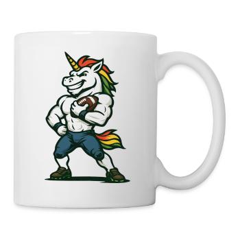 Einhorn-Fußballspieler-Fantasy-Sportkunst - Tasse - Weiß - Rechts