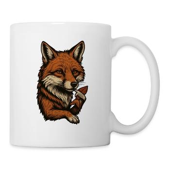 Fuchs im Vintage Stil - Tasse - Weiß - Rechts