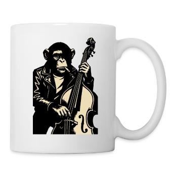 Contrebassiste singe en cuir - Mug blanc - blanc - Droite