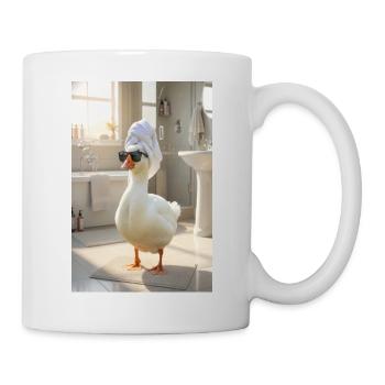 Spa-Ente im Handtuch-Turban - Tasse - Weiß - Rechts