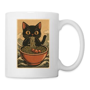 Cat Noodle Bowl in Ocean Waves, Cats  - Mug - white - Right
