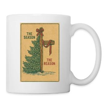 Die Jahreszeit: Der Grund, Vintage-Weihnachtschristlich. - Tasse - Weiß - Rechts