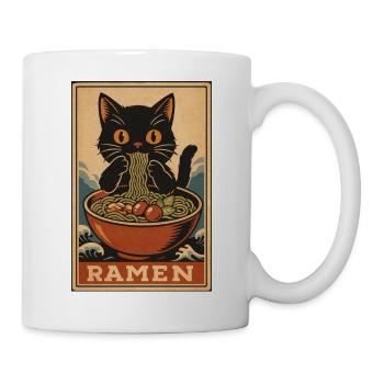 Ramen-Katzen-Retro-Poster, Love Cats - Tasse - Weiß - Rechts