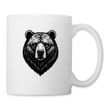 Bärenkopf Strichzeichnung Schwarzweiß - Tasse - Weiß - Rechts