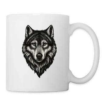 W Wolf Head Line Art Black & White - Mug - white - Right