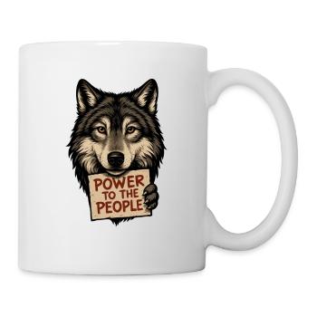 Wolfsymbol: Kraft dem Volk - Tasse - Weiß - Rechts