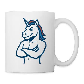 Selbstbewusstes Einhorn-Maskottchen Starkes Sportdesign - Tasse - Weiß - Rechts