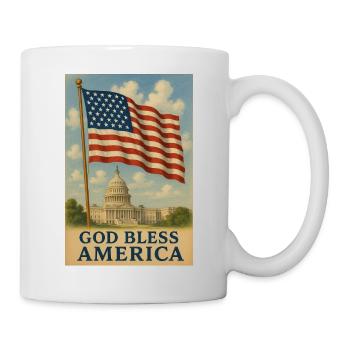 Gott segne Amerika Flaggenkunst - Tasse - Weiß - Rechts