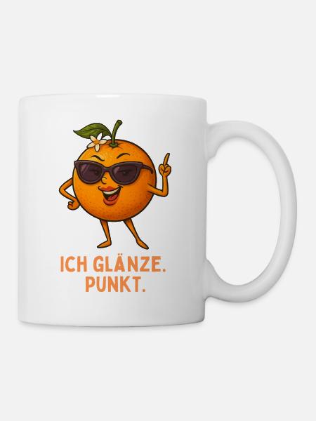 Glänzende Orange mit Stil - Tasse - Weiß
