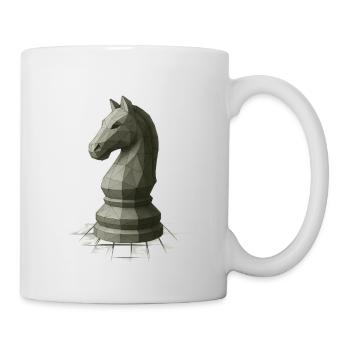 Low Poly Schach Springer Design - Tasse - Weiß - Rechts