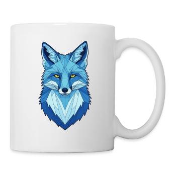 Tête de loup géométrique bleue - Mug blanc - blanc - Droite