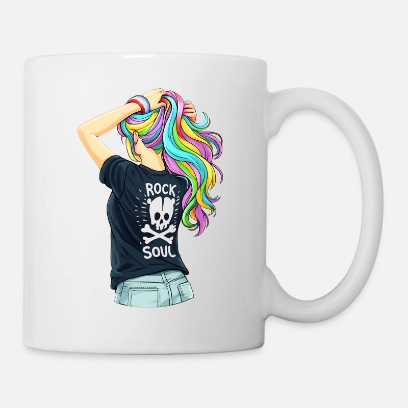 Rock Soul Girl – Design coloré de rocker statement - Mug blanc - blanc