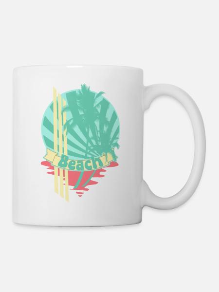 Strand Palmen Meer Banner - Tasse - Weiß