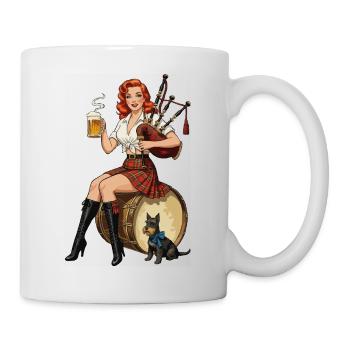Schottisches Kilt-Pin-up-Bier und Pfeifen - Tasse - Weiß - Rechts