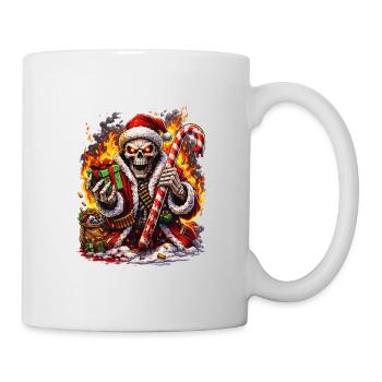 Feuer-Skelett Santa mit Zuckerstange - Tasse - Weiß - Rechts