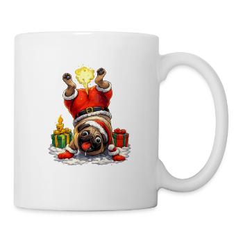 Hund im Weihnachtsanzug mit Geschenken - Tasse - Weiß - Rechts