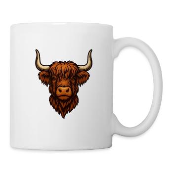 Red Highland Cattle Head Illustration - Mug - white - Right