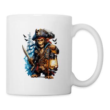 Piratenaffe mit Laterne und Schwert - Tasse - Weiß - Rechts